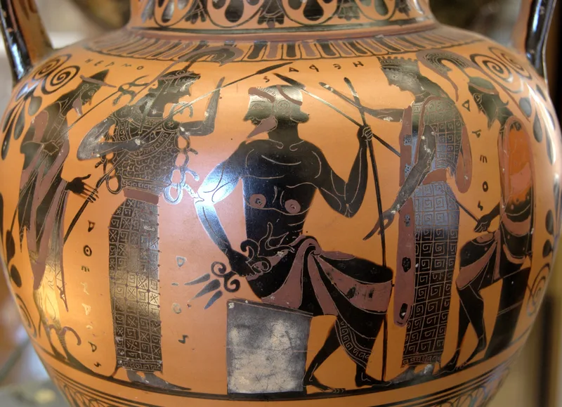 The gods assembled, on a Greek vase of about 500 BCE: the family of Olympus as Homer and Hesiod taught it.