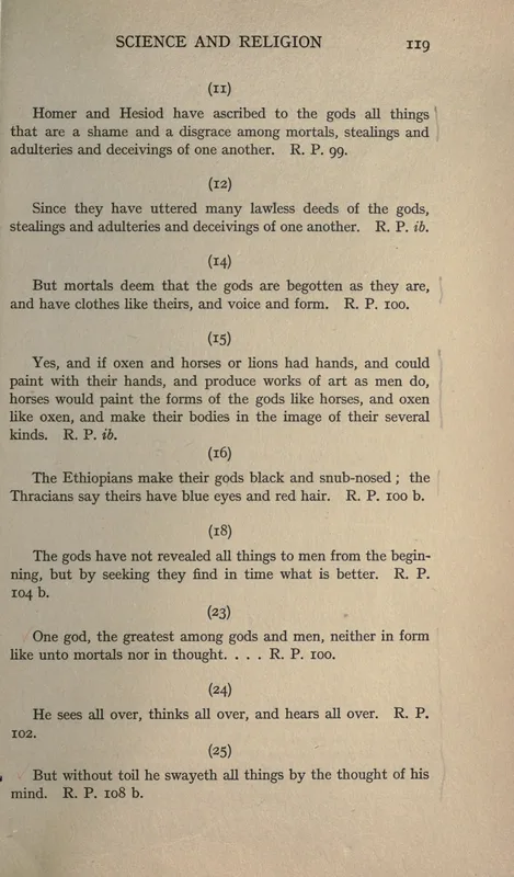 Burnet's Early Greek Philosophy (1920), p. 119: Xenophanes's fragments on the gods.