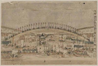 The Tenma Tenjin night festival in Osaka, a perspective print by Utagawa Toyoharu, about 1764, when Bantō was a young apprentice in the city.