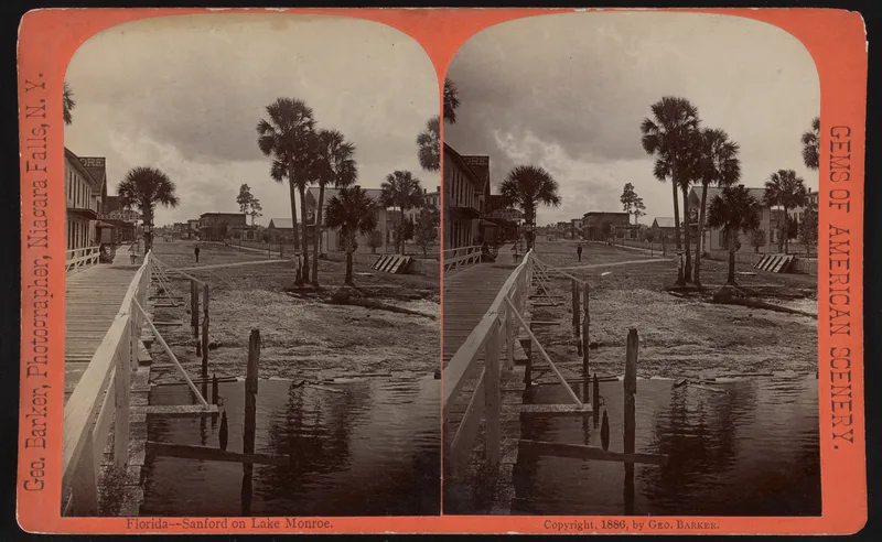 Sanford, on Lake Monroe, Florida, in a stereograph of about 1886. Her father became a Baptist minister at Sanford in the 1890s.